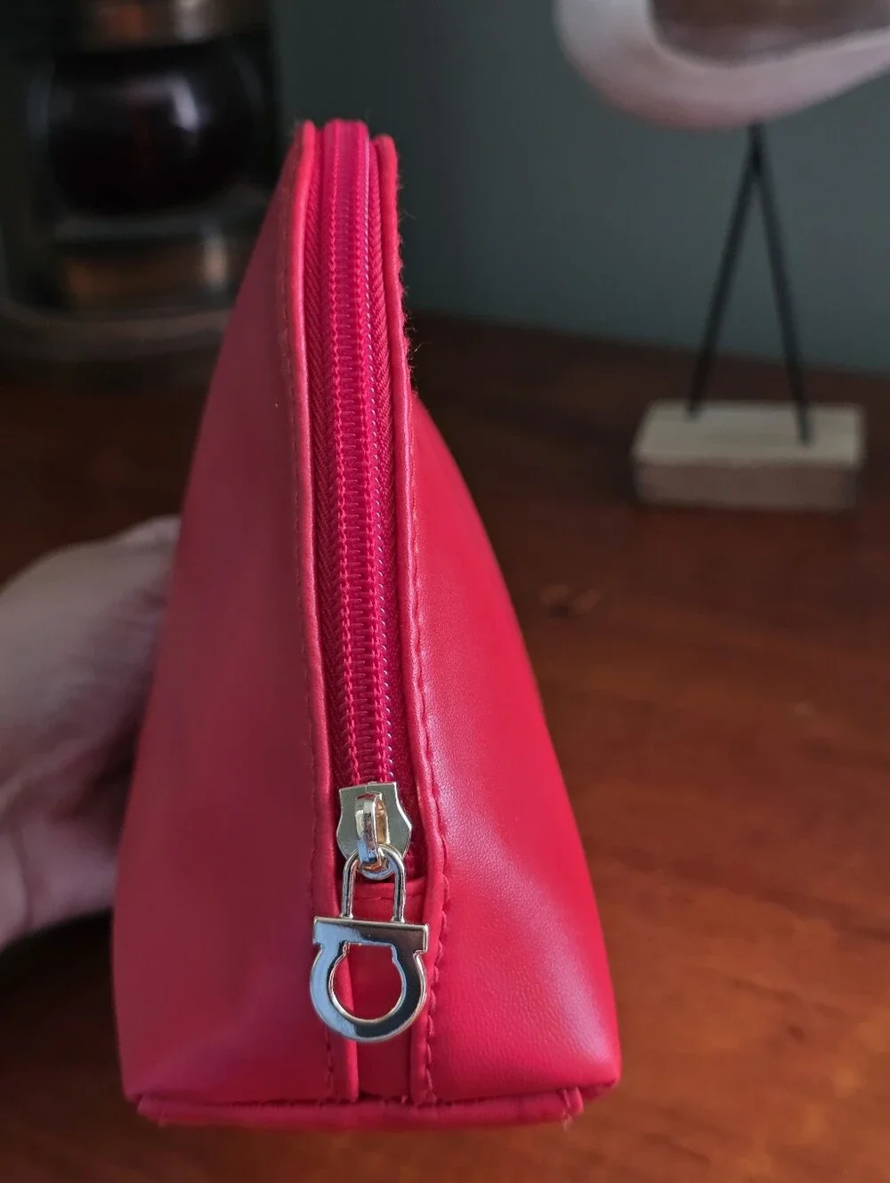 Ferragamo Parfums Cherry Red Cosmetic Makeup Bag Travel Case Pouch